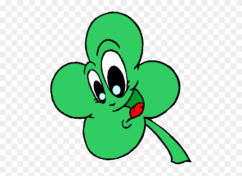 Cartoon Shamrock Clipart - Four Leaf Clover Smiley #1030575