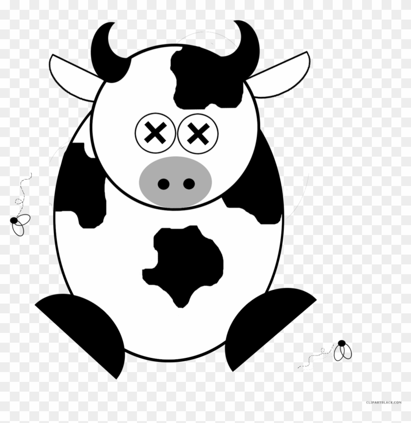 Cartoon Cow Animal Free Black White Clipart Images - Cartoon Dead Cow #1030717