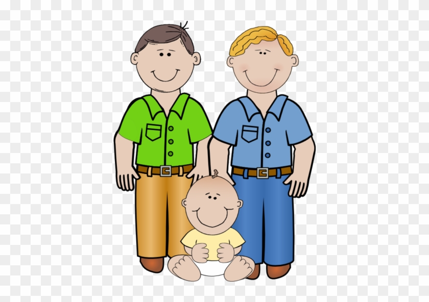 Homosexuality Clipart Family Two Dads - Same Sex Family Cartoon #1030720