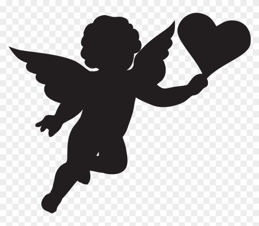 Cherub Cupid Silhouette Clip Art - Angel Silhouette #1031193