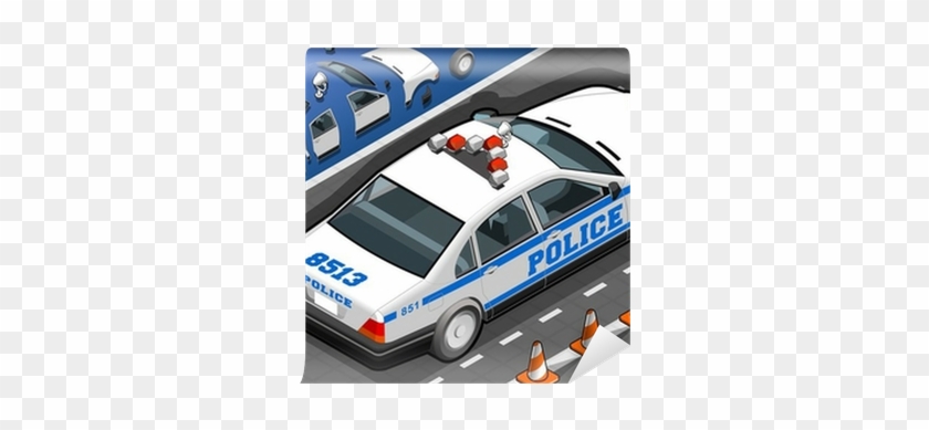 Isometric Police Car In Rear View Wall Mural • Pixers® - Police Car #1031356