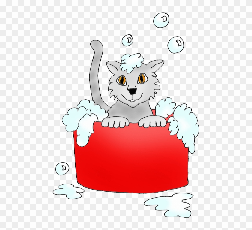 Very Cute Kitten Drawing - Cat In Bath Clipart #1031371