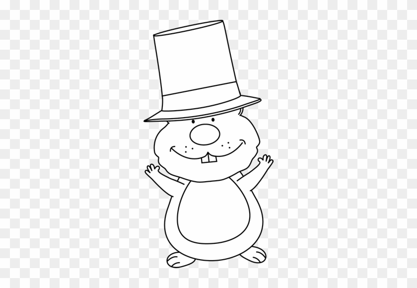 Black And White Happy Groundhog - Snowman #1032194