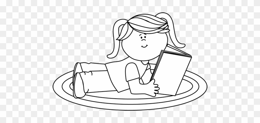 Black And White Girl Reading Clip Art - Clip Art Girl Reading #1032199