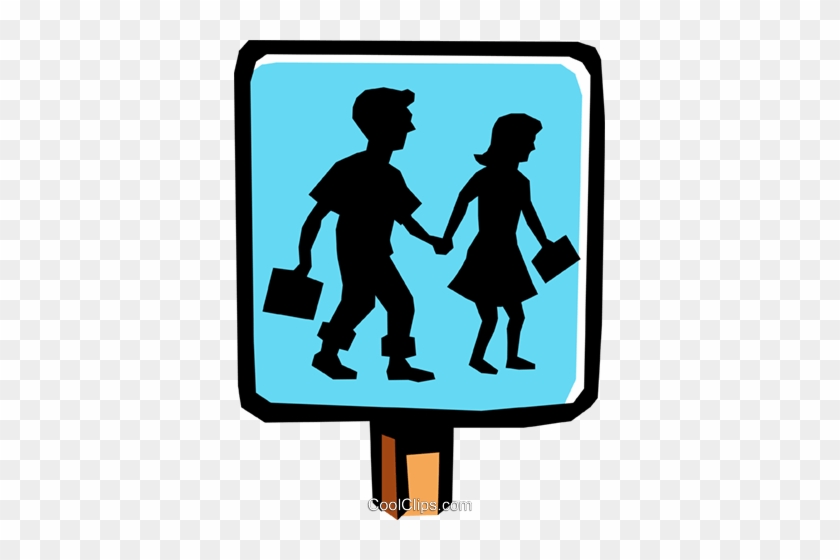 School Crossing Sign Royalty Free Vector Clip Art Illustration - Kids Friendly #1032695