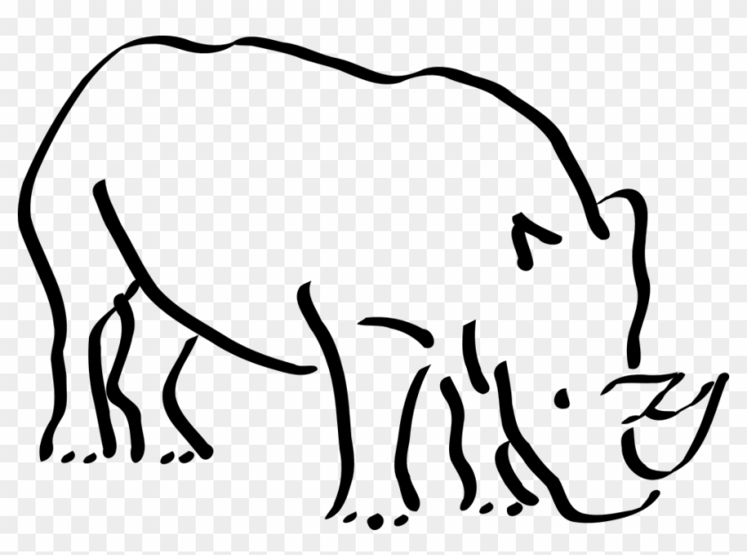 Resultado De Imagen Para Vector Animales Png - Rhino Cartoon Black And White #1033005