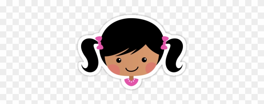 Cute Cartoon Girl With Pigtails, Black Hair And Dark - World's Best Little Sister #1033098