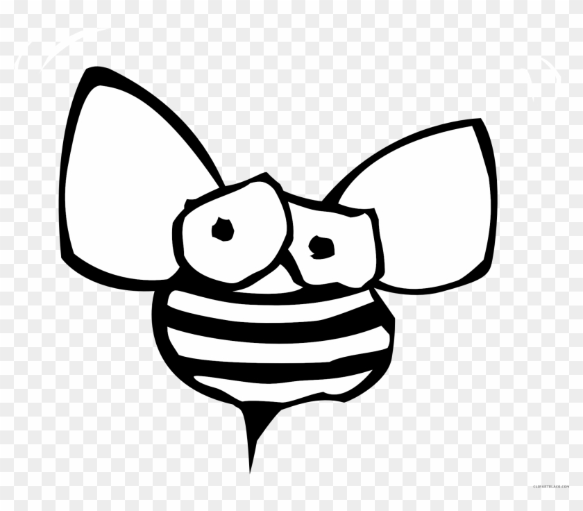 Black And White Bee Animal Free Black White Clipart - Black & White Bee #1033144