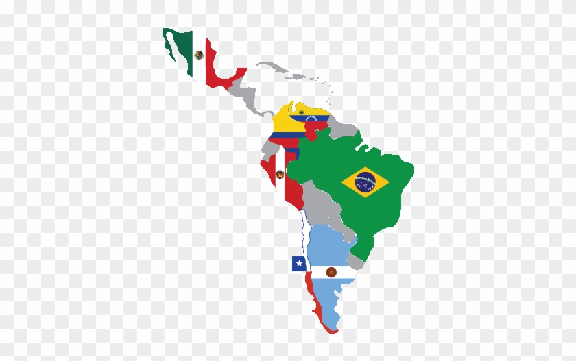 Latin America Map With Flags Clipart - Spanish Speaking Countries Map Flags #1033215