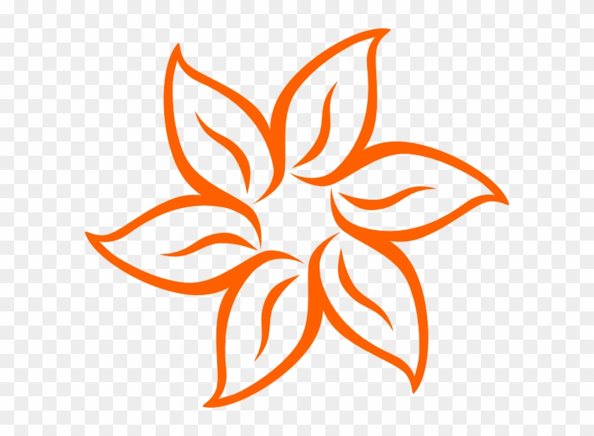 Orange Flower Clipart Bunga - Flower Clipart Black And White #1033400