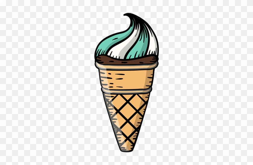 Waffle Cone Ice Cream Cartoon Transparent Png - Drawing #1034016