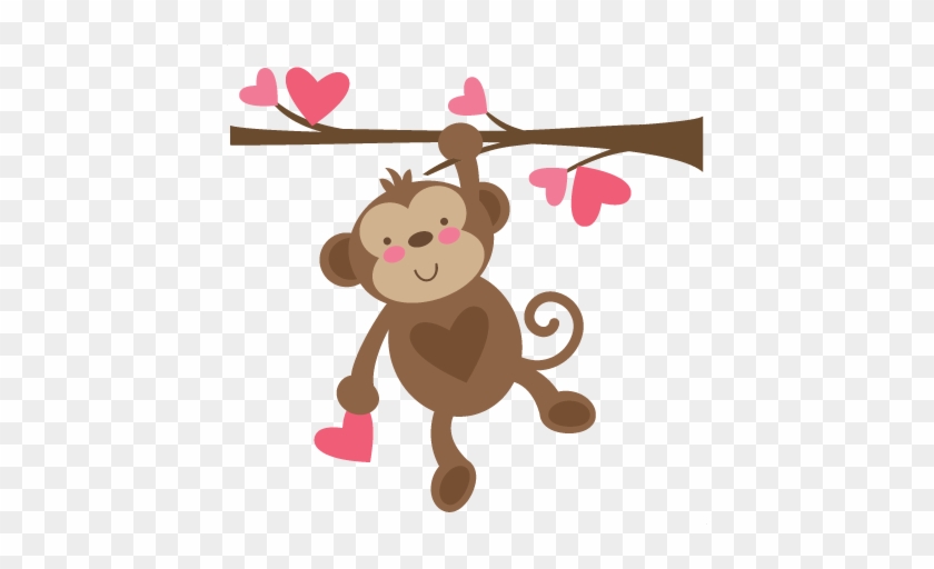 Valentine Monkey Svg File For Scrapbooking Cardmaking - Cute Valentine Clipart #1034098