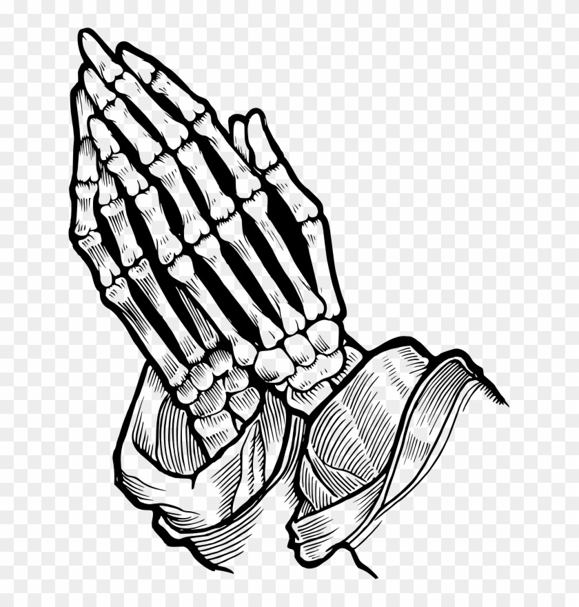 Praying Hands Prayer Bone Skull Drawing - Skeleton Praying Hands Vector #1034131