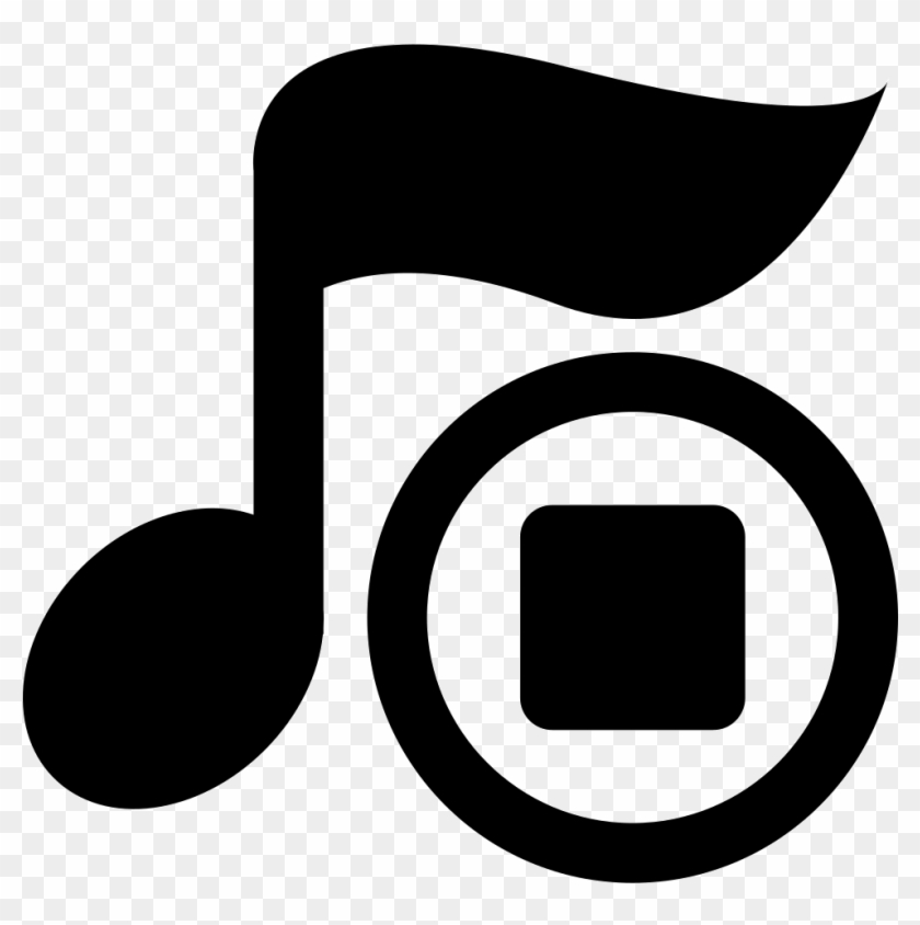 Music Note Symbol With Stop Button Vector - Logo Of Music Player #1034405