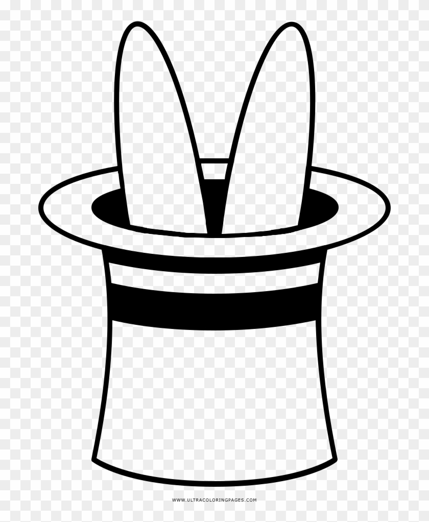 Rabbit In Hat Coloring Page - Coelho Na Cartola Para Colorir #1034715