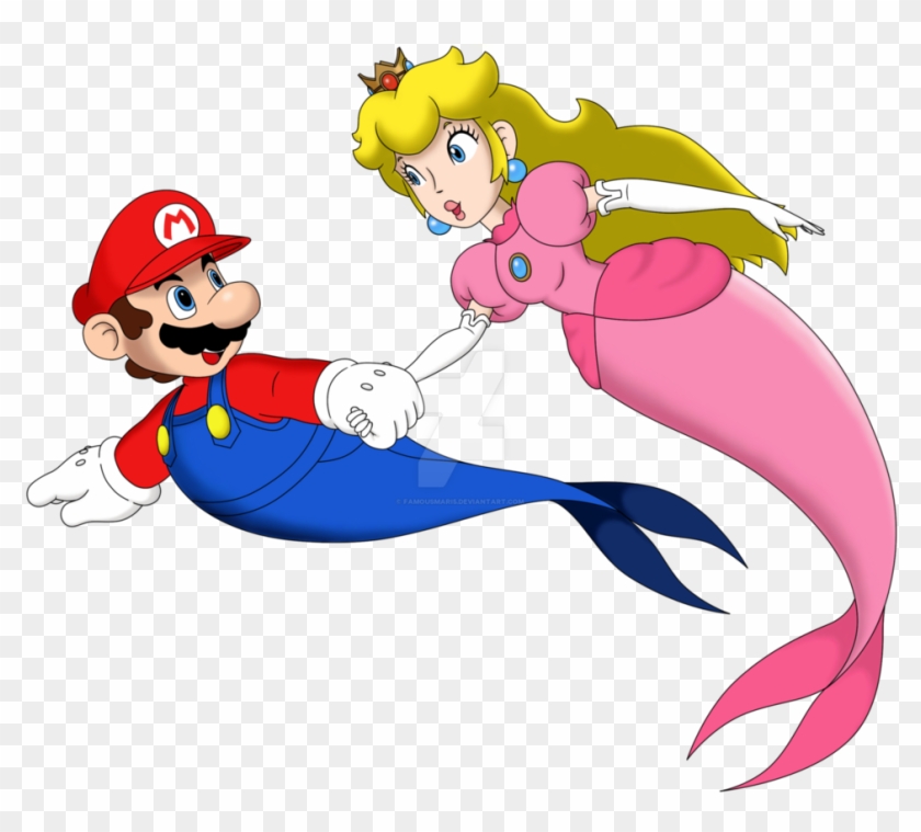 Merman Mario And Mermaid Peach By Famousmari5 - De Mario Y Peach #1034746