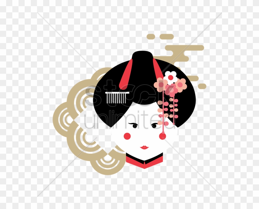Japanese Geisha Vector Graphic - Cherry Blossom #1034801