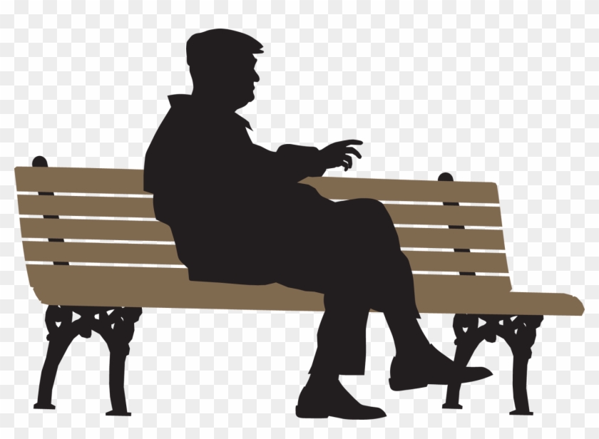 Sitting Silhouette Royalty-free Clip Art - Man Sitting On Bench #1035187