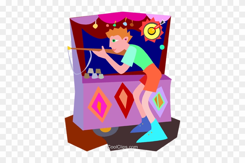 Boy Shooting Cork Gun At Carnival Royalty Free Vector - Carnival Games Clip Art #1035515