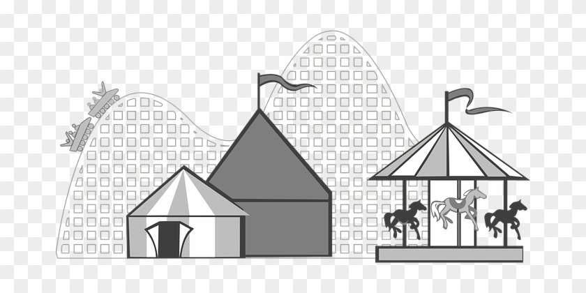 Carnival Carousel Fair Amusement Park Fun - Amusement Park Clipart Black And White #1035866