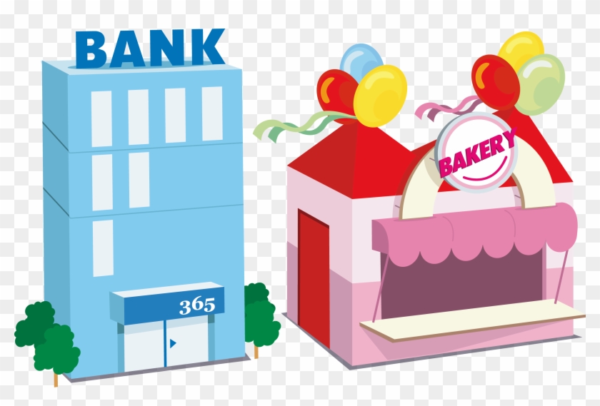 Bank Cartoon Architecture - Vector Graphics #1035965