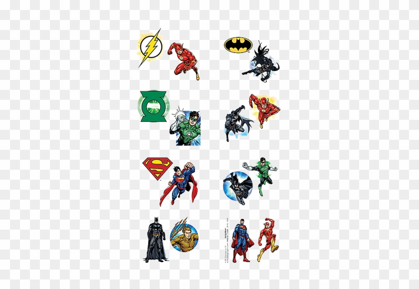 Justice League Party Tattoos - Justice League Tattoos - Set Of 16 Tattoos #1036421