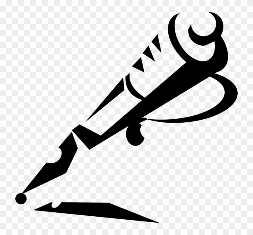 Vector Illustration Of Fountain Pen Writing Instrument - Vector Illustration Of Fountain Pen Writing Instrument #1036518