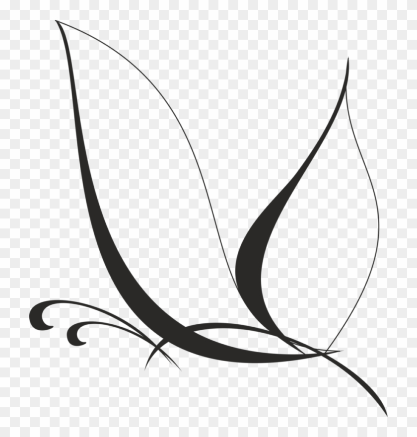 See Here Butterfly Clipart Black And White Outline - White Butterfly Vector Png #1036593