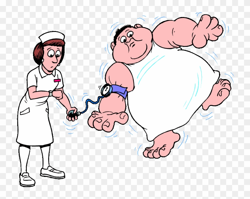 บางจุดอาจตีบมาก เมื่อบางจุดโดนบีบให้แคบ - Nurse Taking Blood Pressure Cartoon #1036792