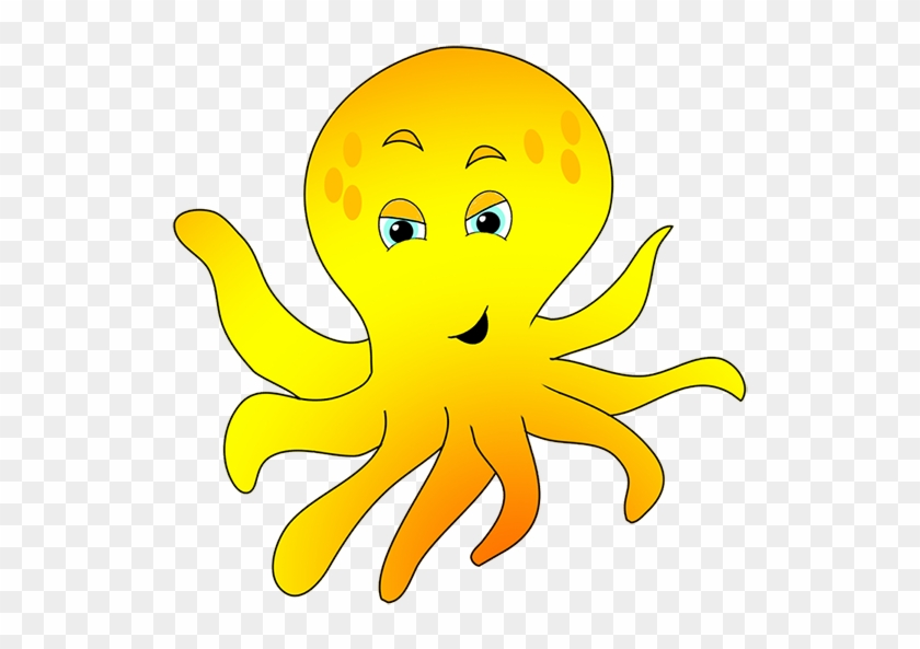 Octopus Cartoon - Yellow Octopus Clipart #1036840