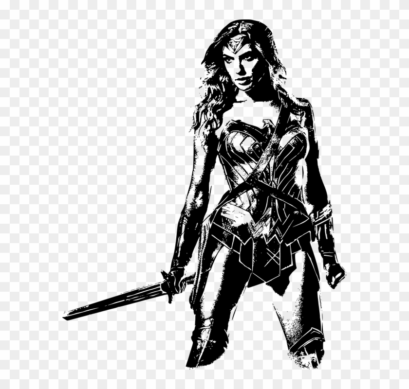 Entertainment News Reports Say That By Its Second Month, - Wonder Woman Black And White Png #1037092