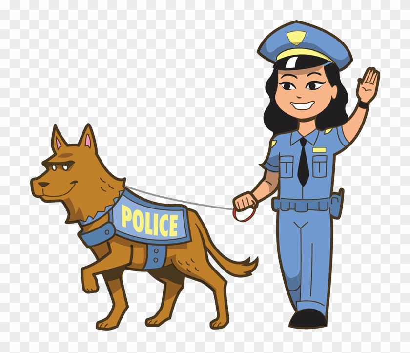 卡通女警察和警犬 - Female Police Officer Clipart #1037119
