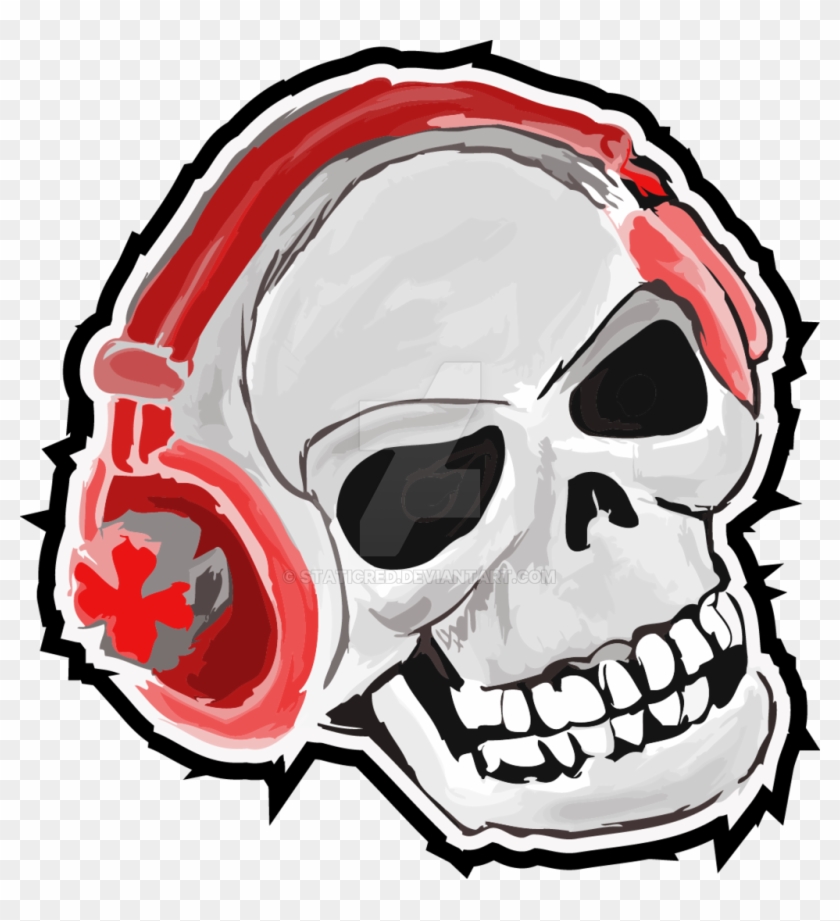Headphone Skull By Staticred Headphone Skull By Staticred - Skull With Red Headphones #1037136