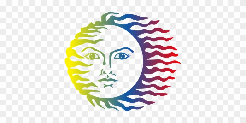 Anthropomorphic Colorful Face Hot Light So - Colorful Sun #1037339