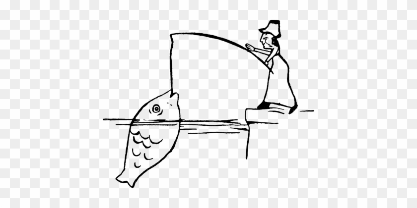 Fishing, Edward Lear, Vintage, Victorian - Catching A Fish #1037459