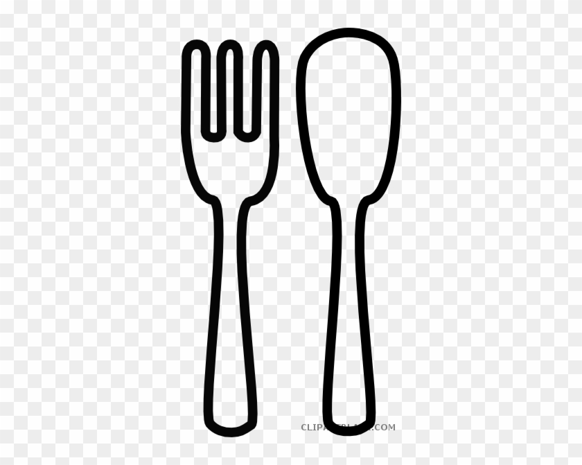 Spoon Outline Tools Free Black White Clipart Images - Fork And Spoon Clip Art #1037573