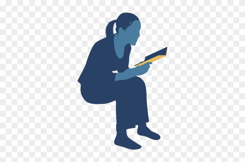 Woman Reading Book Sitting Silhouette - Book #1038458