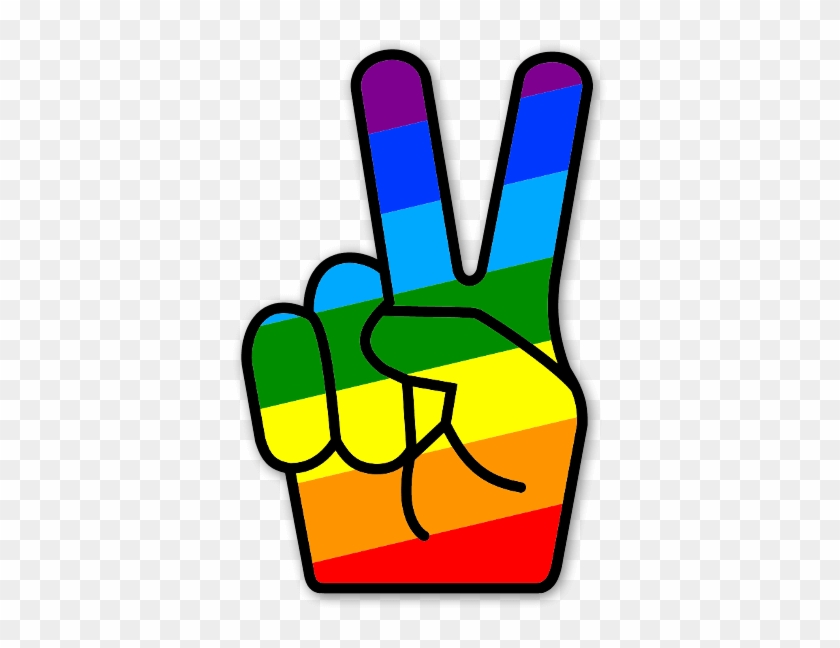 Rainbow Peace Fingers Sticker - Clip Art #1038478