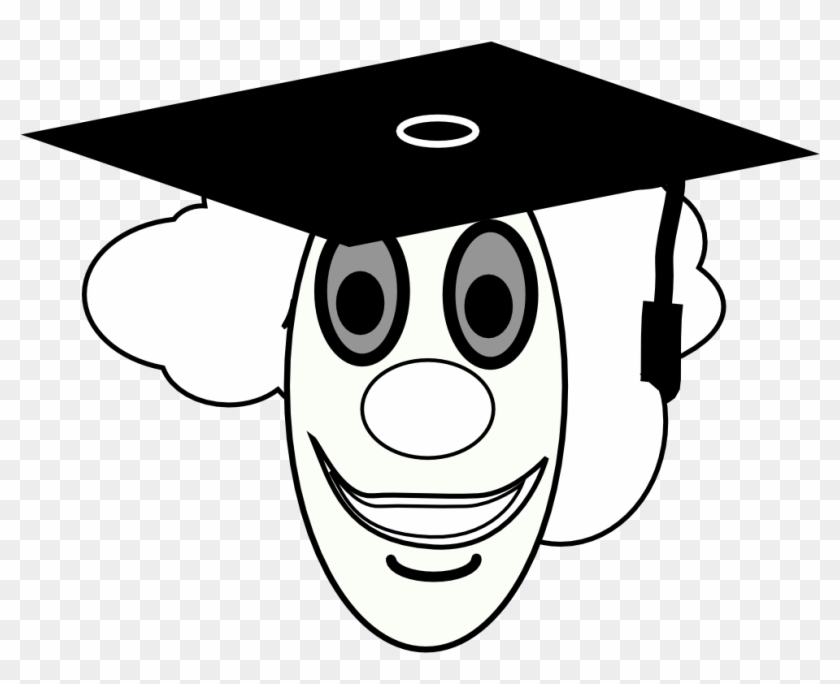 Clown School Graduate Black White Line Art 555px - Clip Art #1038640