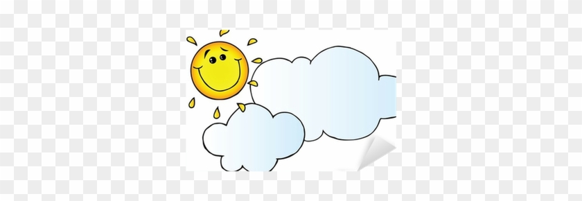 Smiling Sun Behind Cloud Cartoon Character Sticker - Smiley #1038677