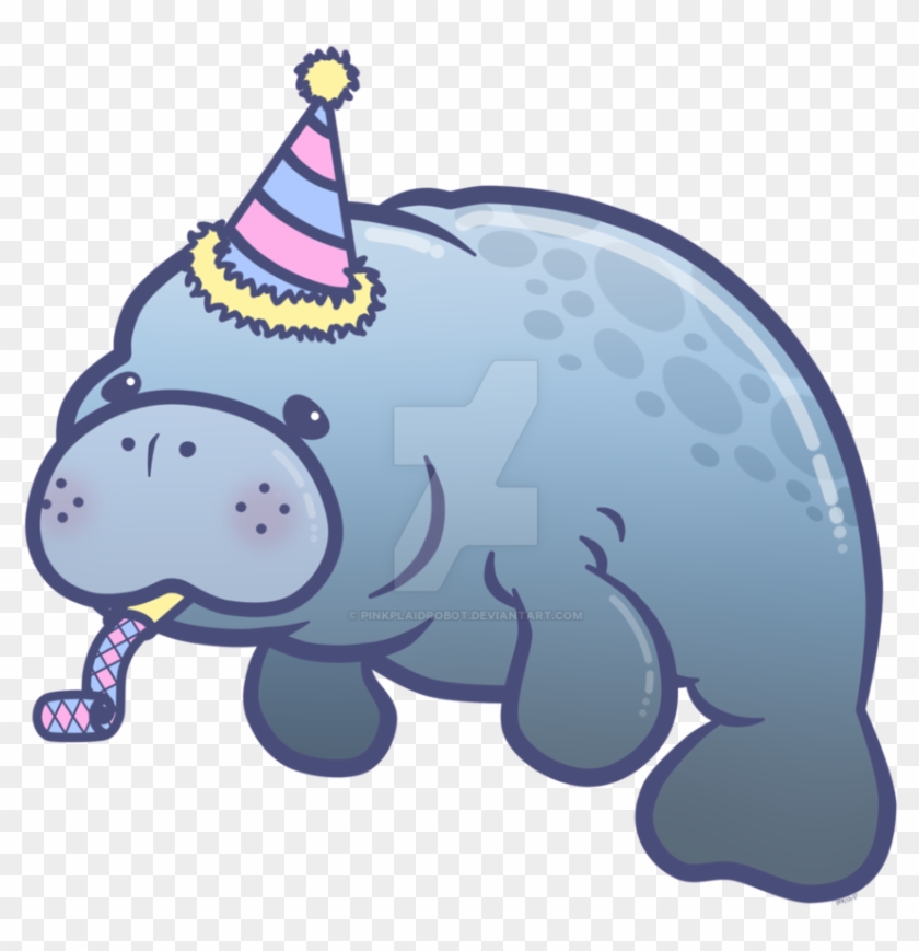 Party Manatee Charm Design By Pinkplaidrobot - Cute Manatee Drawing #1038726