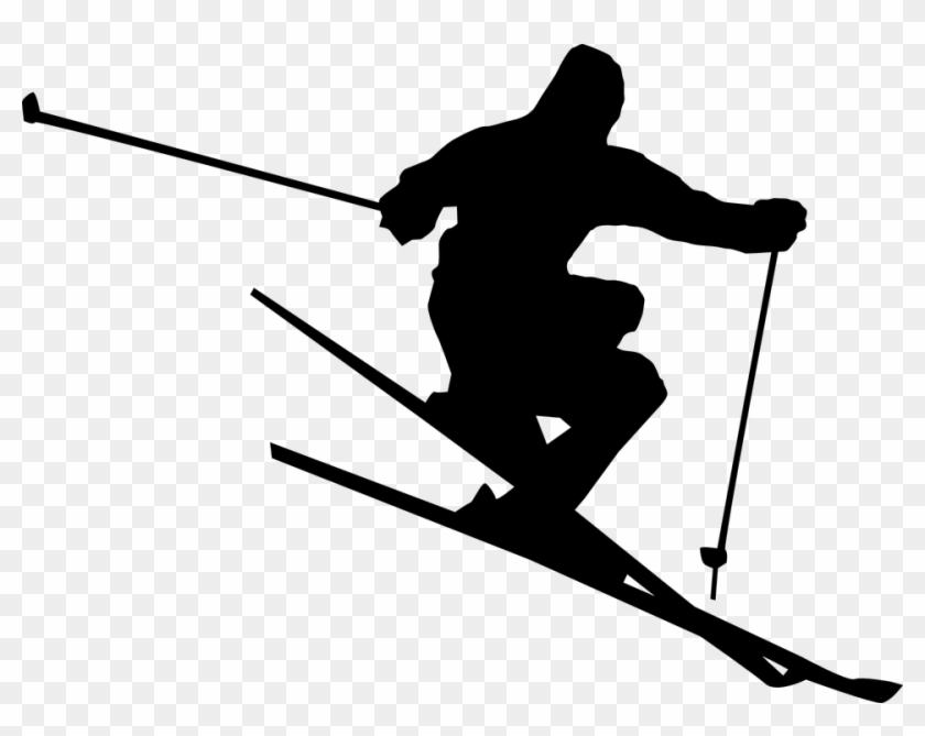 Silhouette Clipart Skier - Skiing Black And White #1038751