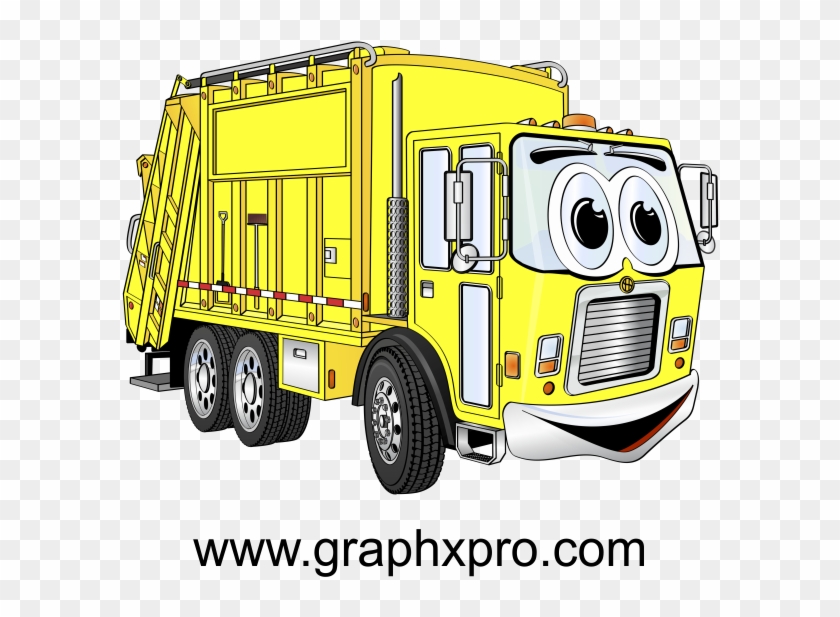 Yellow Garbage Truck Cartoon - Yellow White Garbage Truck Pillow Case #1038939