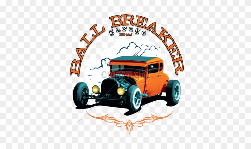1943 Hot Rod Car T Shirt Ball Breaker Garage Established - T-shirt Hot Rod Garage Speed Shop Vintage Car 1046 #1039355