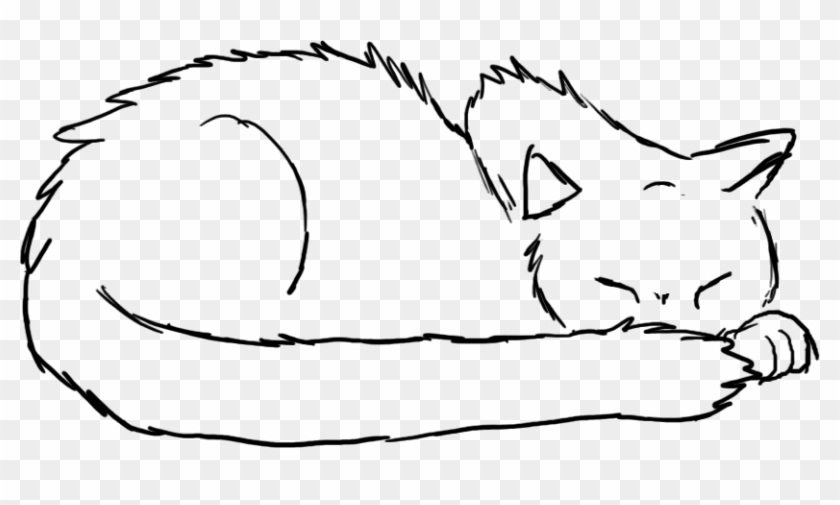 Drawn Cat Line - Sleeping Cat Drawing #1039448
