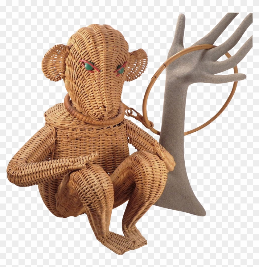 Vintage Figural Monkey Animal Wicker Purse From Thatpurseplace - Figurine #1039513