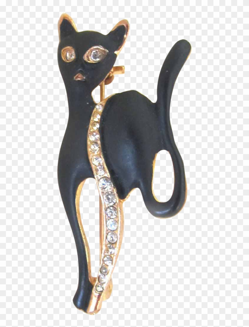 Vintage Animal Pin Brooch Eames 60s Mid Century Black - Black Cat #1039553