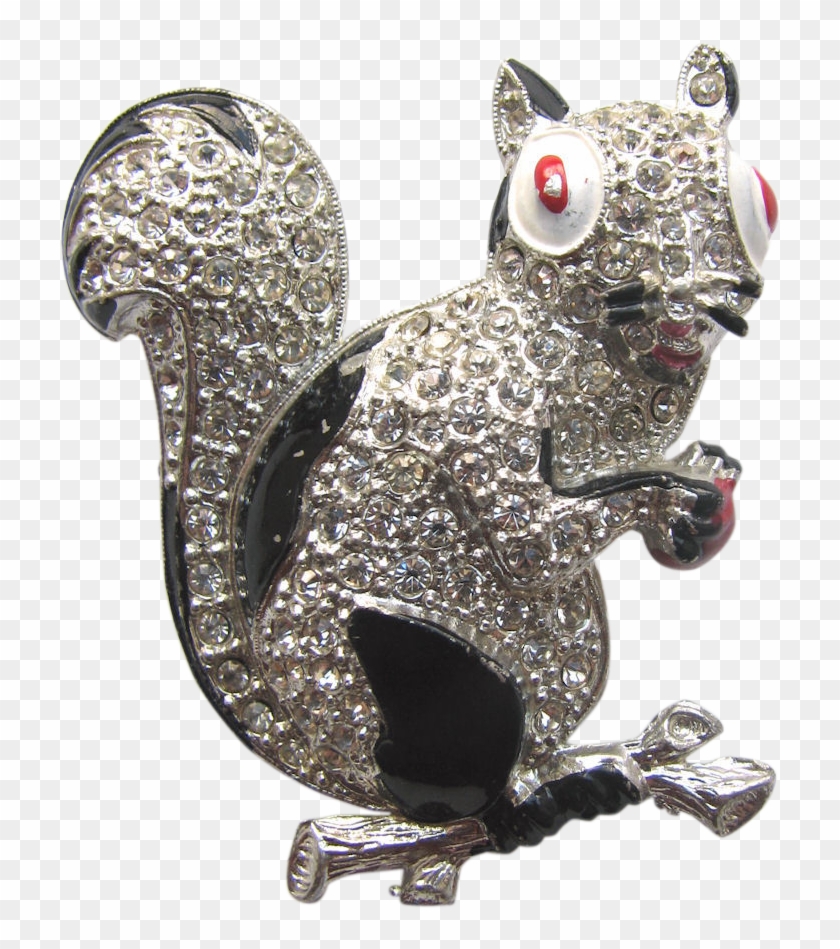 1930s-40s Enameled Figural Squirrel Pin - Chipmunk #1039672