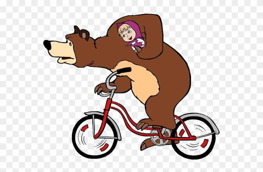Bear Masha, Bear Riding Bicycle - Cartoon Masha And The Bear #1039673