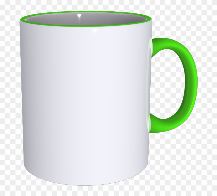 11 Oz Rim Handle Green Mug - Colour Rim Mug Png #1039924